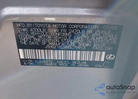 2024 Lexus Is 350 F Sport z USA, uszkodzony, nr VIN JTHGZ1B2XR5079913